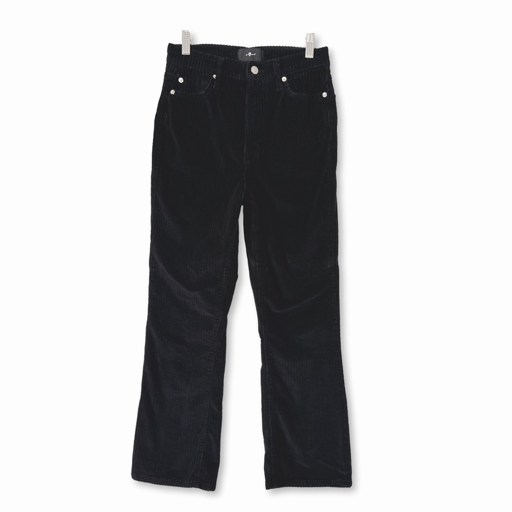 7 For All Mankind Black Corduroy Ultra High Rise Slim Kick Pants 27